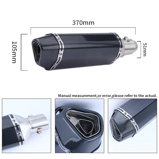 CHmotor Carbon Fiber Motorcycle Exhaust Muffler Pipe 250cc 350cc 600cc Escape Moto Tube For Nmax Tmax530 Msx125 GSR600