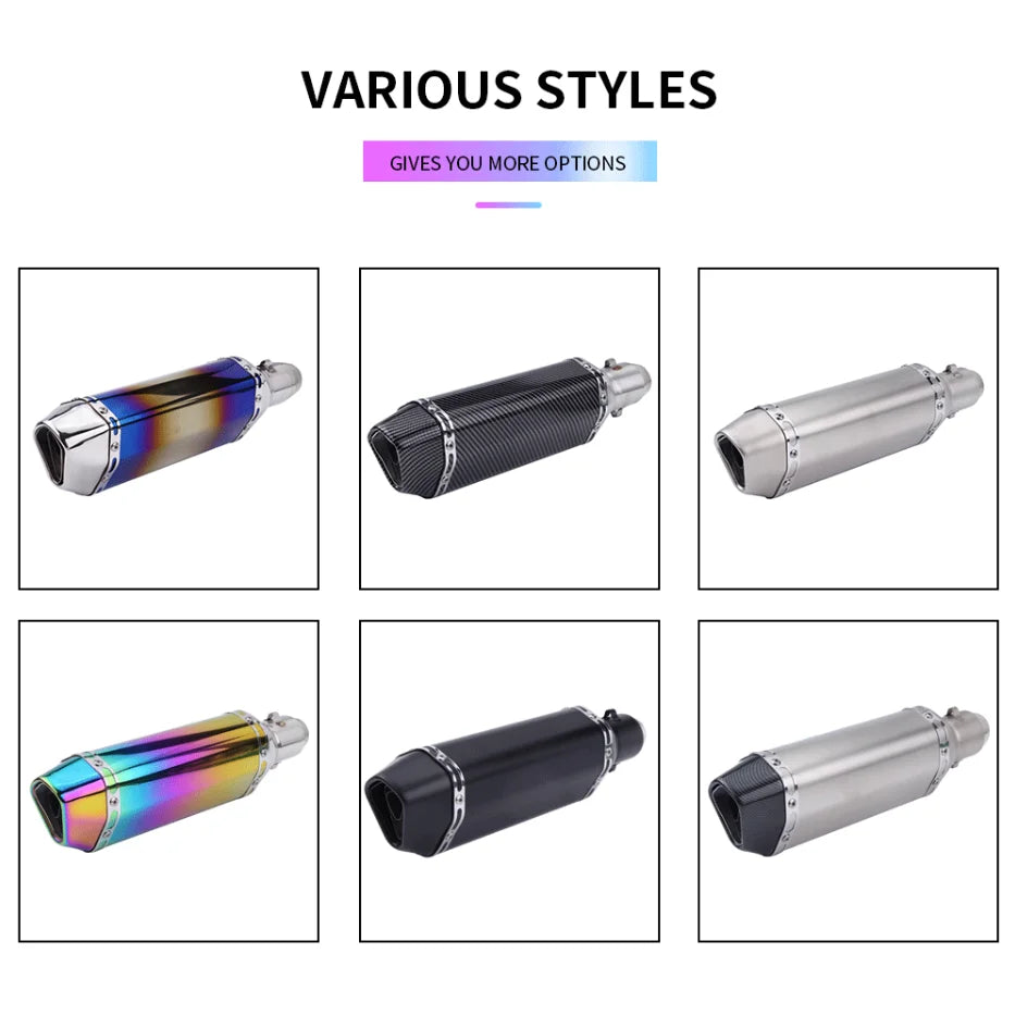 CHmotor Carbon Fiber Motorcycle Exhaust Muffler Pipe 250cc 350cc 600cc Escape Moto Tube For Nmax Tmax530 Msx125 GSR600