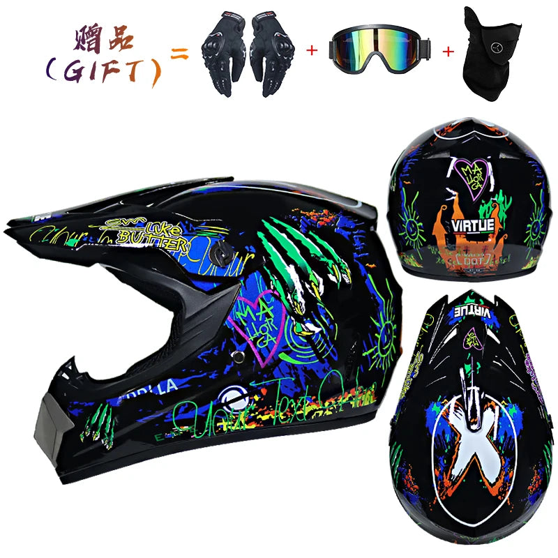Casco da motocross di sicurezza Casco da motocross per bicicletta da discesa Capacete ATV Cross Casco da moto per bambini Dot ABS 1KG Unisex