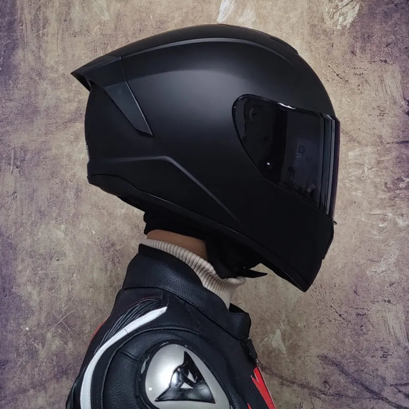 Caschi integrali da corsa invernali caldi con doppia visiera, casco da moto sportivo