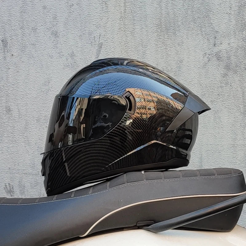 Caschi integrali da corsa invernali caldi con doppia visiera, casco da moto sportivo