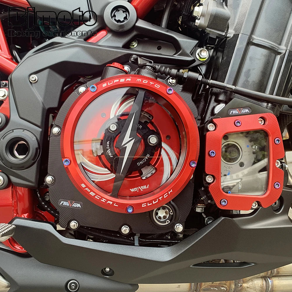 CNC Engine Racing Clear Clutch Cover For Kawasaki Z900RS ZR900 Z900 2017 2018 2019 2020 2021 2022 2023 2024