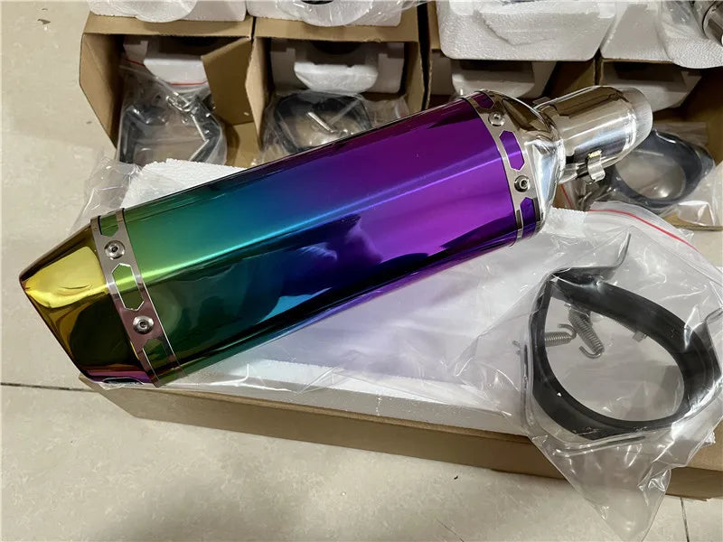 CHmotor Carbon Fiber Motorcycle Exhaust Muffler Pipe 250cc 350cc 600cc Escape Moto Tube For Nmax Tmax530 Msx125 GSR600