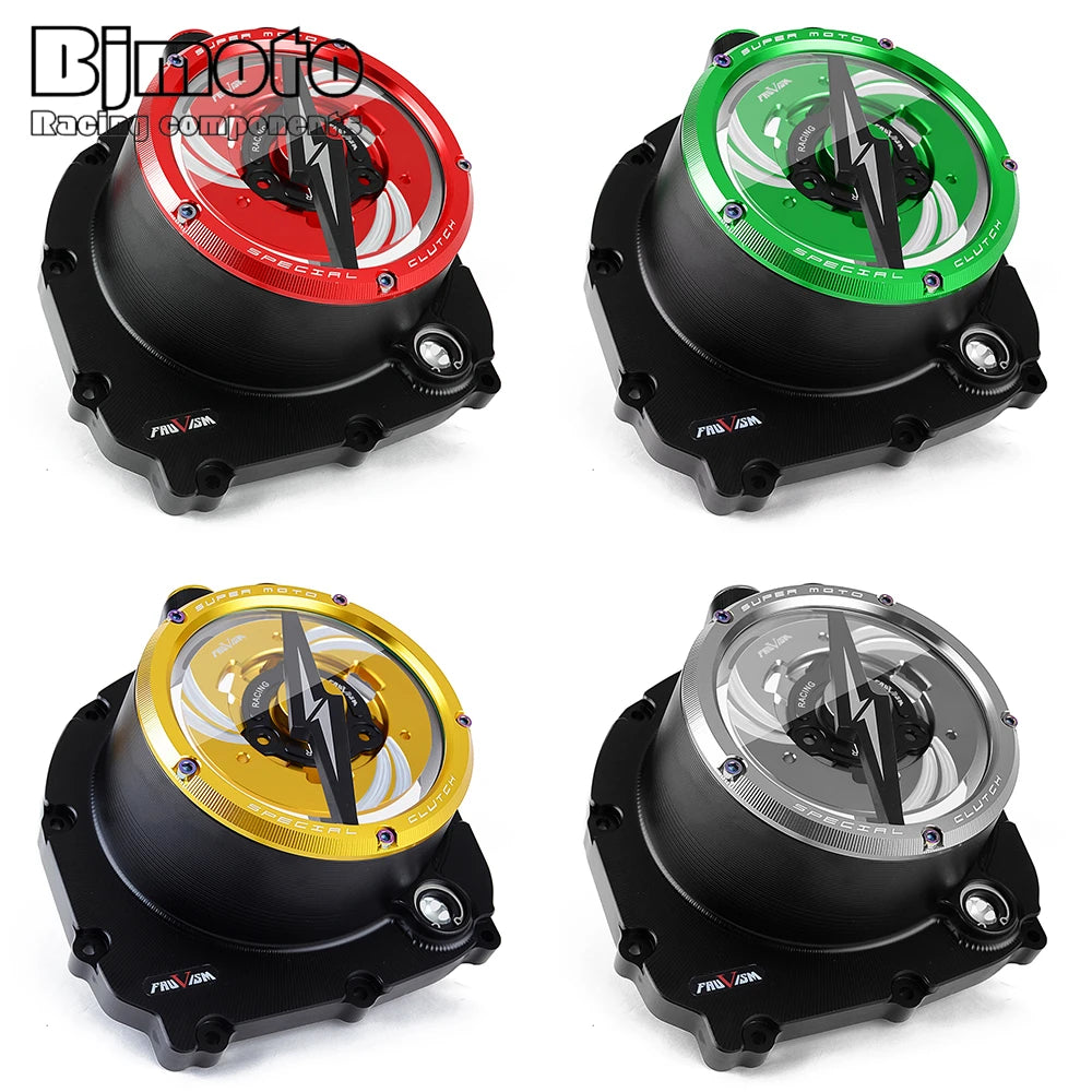 CNC Engine Racing Clear Clutch Cover For Kawasaki Z900RS ZR900 Z900 2017 2018 2019 2020 2021 2022 2023 2024