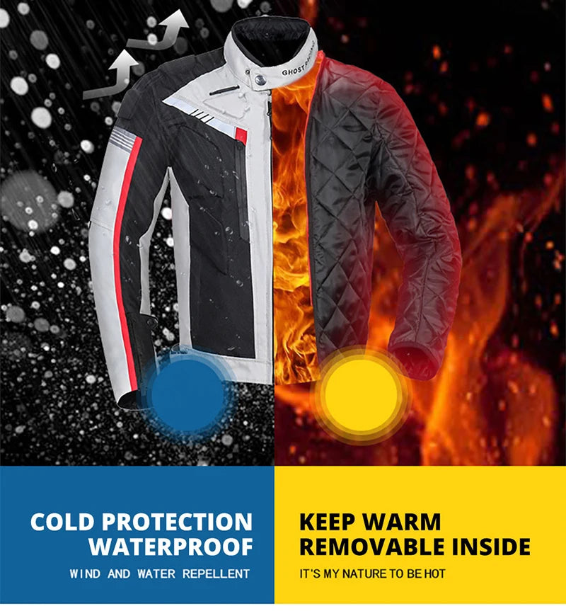 GHOST RACING Motorcycle Racing Jacket Man Waterproof Dirt Bike Pants Set With Protection Racing Suit Motocross Jacket Motor Suit