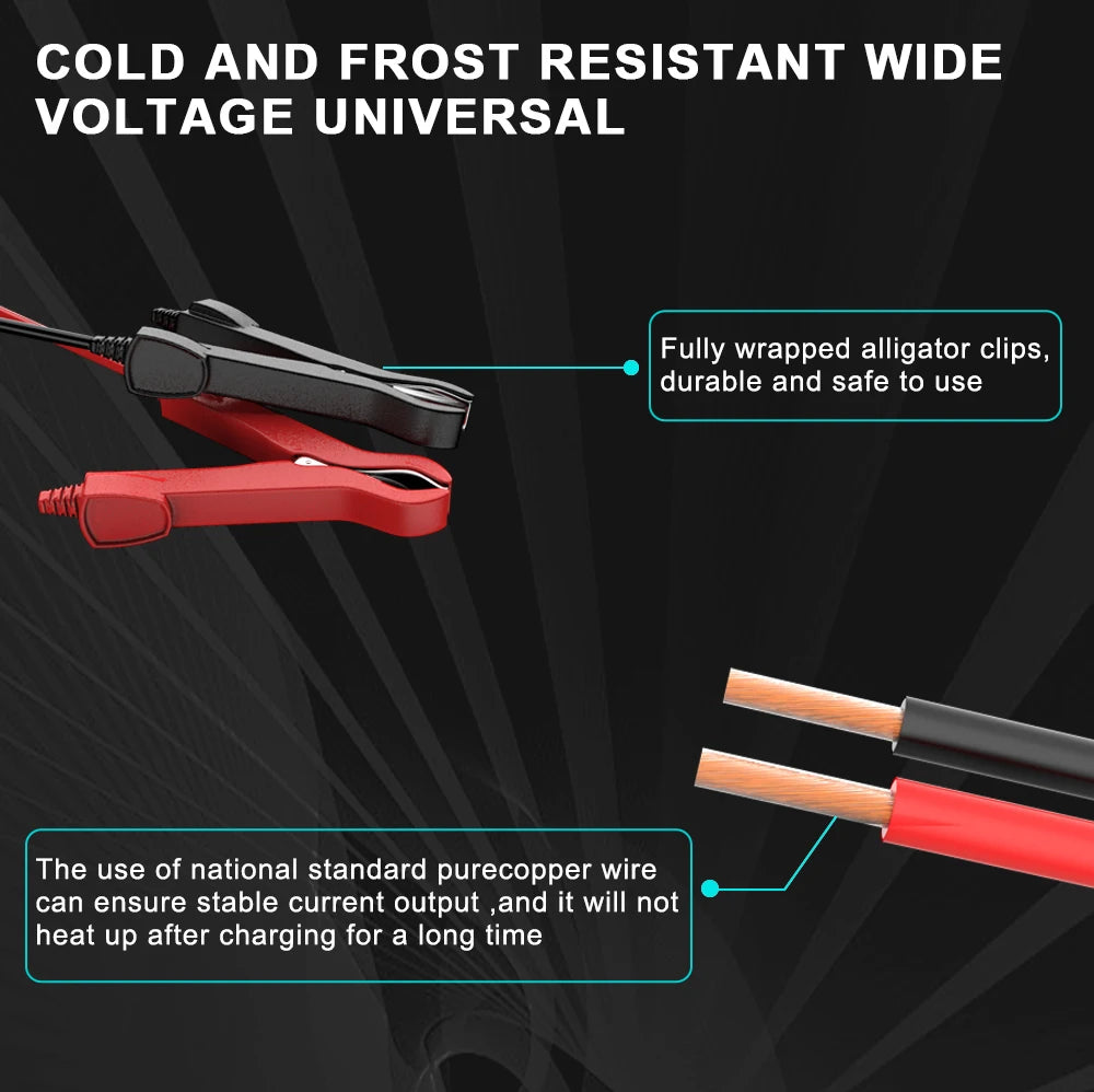 Caricabatterie per auto 6A 12V Dispositivo di ricarica della batteria per auto e moto Batteria al piombo-acido Smart Repair Display LCD