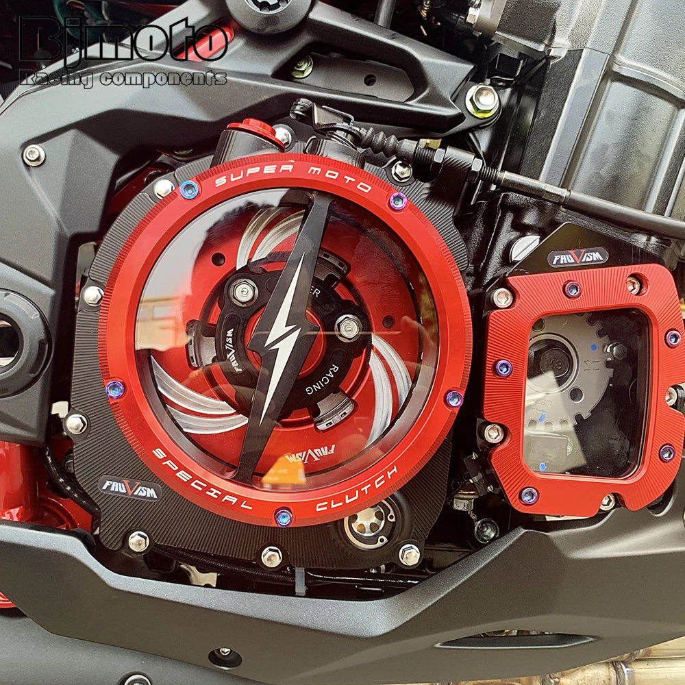 CNC Engine Racing Clear Clutch Cover For Kawasaki Z900RS ZR900 Z900 2017 2018 2019 2020 2021 2022 2023 2024