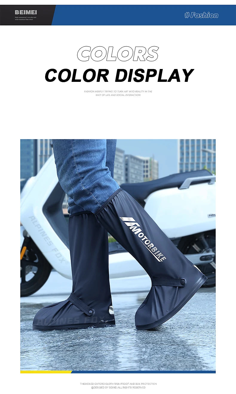 Motorcycle High Tube Rain Boots Waterproof Reflective Non-Slip Footwear Motorbike Cycling Bike Reusable Protection Accessories