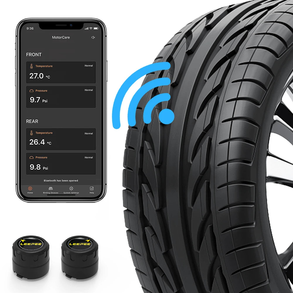 Motorcycle TPMS 2 Sensors Bluetooth 4.0 5.0 Tire Pressure Monitoring System Pit Bike Tyre Tester Diagnostic Set Moto Accessories