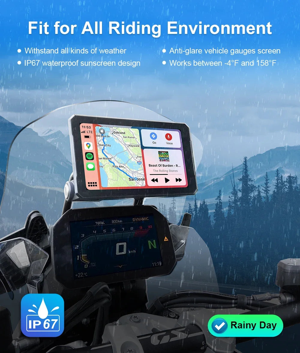 For BMW 7 Inch Portable Gps Navigation Motorcycle Navigator Wireless CarPlay Android Auto With Bluetooth Ipx7 Waterproof HD IPS