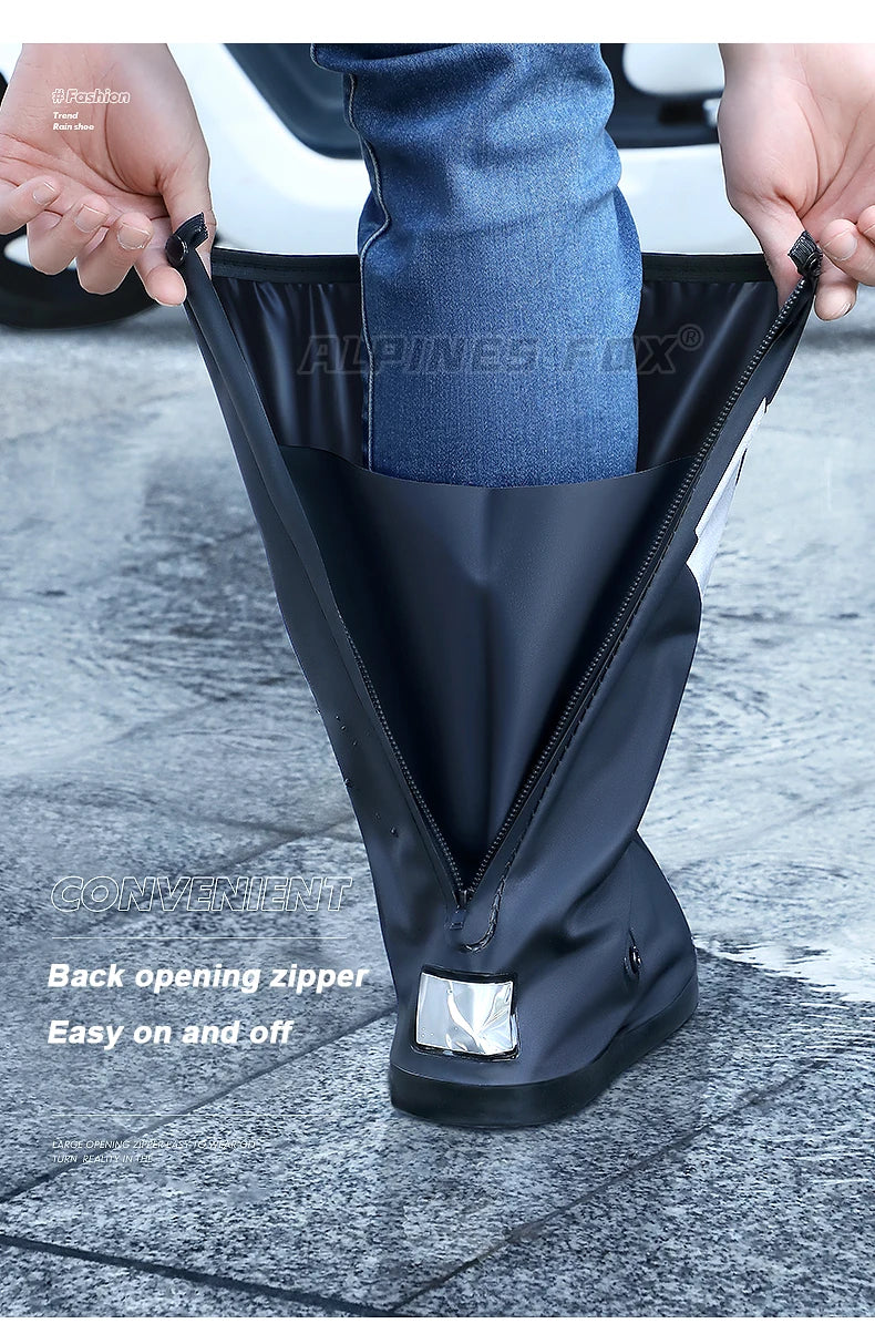 Motorcycle High Tube Rain Boots Waterproof Reflective Non-Slip Footwear Motorbike Cycling Bike Reusable Protection Accessories