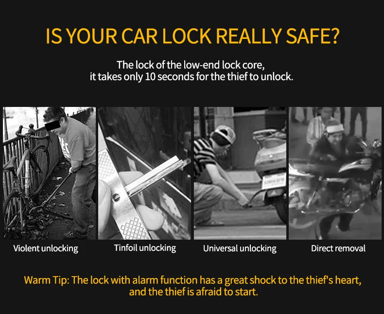 Motorcycle Bicycle Lock Alarm Safety Protection Padlock Disc Aluminum Alloy Anti-Theft Reminder Rope Lock Bag Motorcycle Accesso