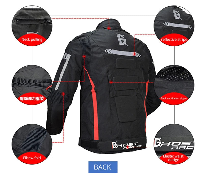 GHOST RACING Motorcycle Racing Jacket Man Waterproof Dirt Bike Pants Set With Protection Racing Suit Motocross Jacket Motor Suit