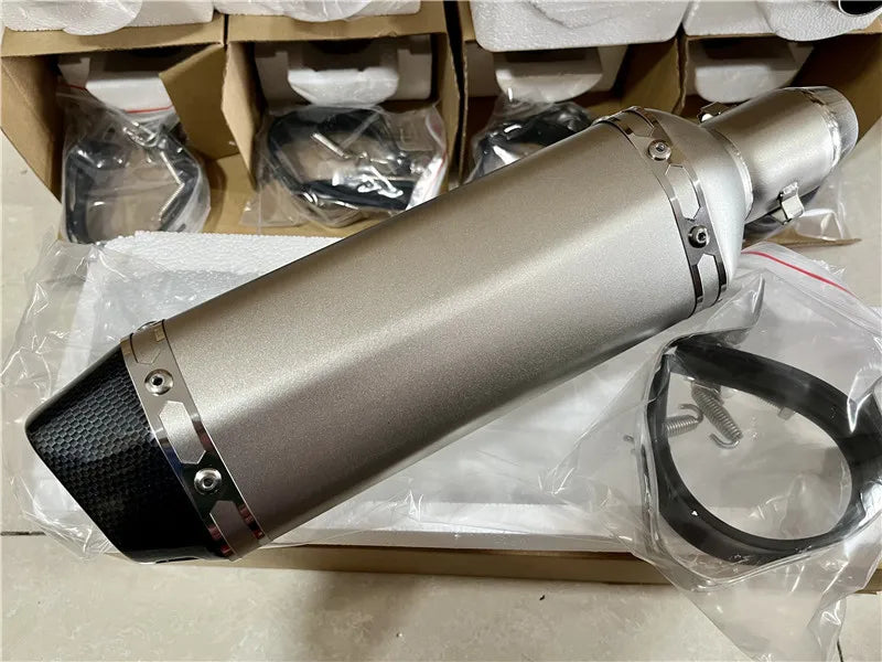 CHmotor Carbon Fiber Motorcycle Exhaust Muffler Pipe 250cc 350cc 600cc Escape Moto Tube For Nmax Tmax530 Msx125 GSR600
