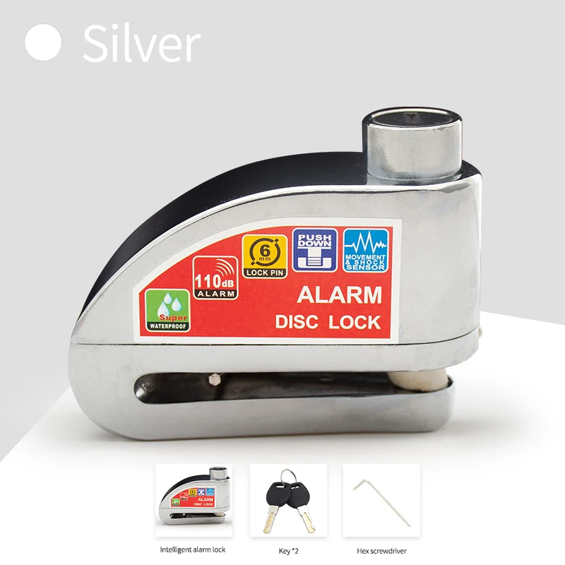 Motorcycle Bicycle Lock Alarm Safety Protection Padlock Disc Aluminum Alloy Anti-Theft Reminder Rope Lock Bag Motorcycle Accesso