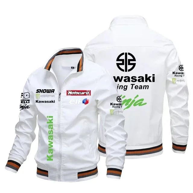 Giacca da motociclista con cappuccio da ciclismo da uomo Kawasaki del 2025, giacca da motociclista, giacca da corsa da uomo, casual e ampia, taglie forti