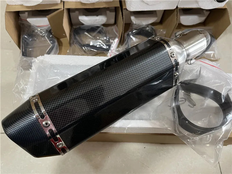 CHmotor Carbon Fiber Motorcycle Exhaust Muffler Pipe 250cc 350cc 600cc Escape Moto Tube For Nmax Tmax530 Msx125 GSR600