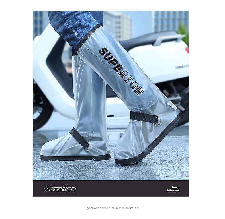 Motorcycle High Tube Rain Boots Waterproof Reflective Non-Slip Footwear Motorbike Cycling Bike Reusable Protection Accessories