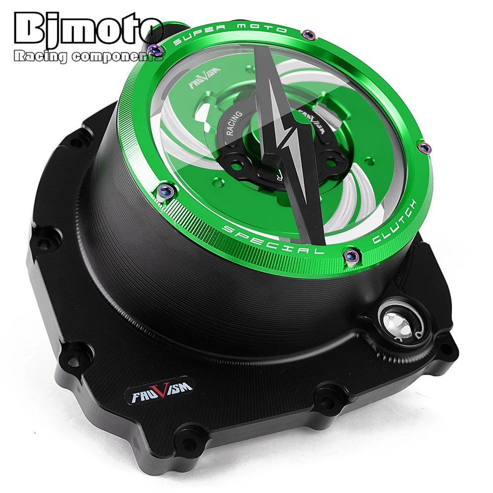 CNC Engine Racing Clear Clutch Cover For Kawasaki Z900RS ZR900 Z900 2017 2018 2019 2020 2021 2022 2023 2024