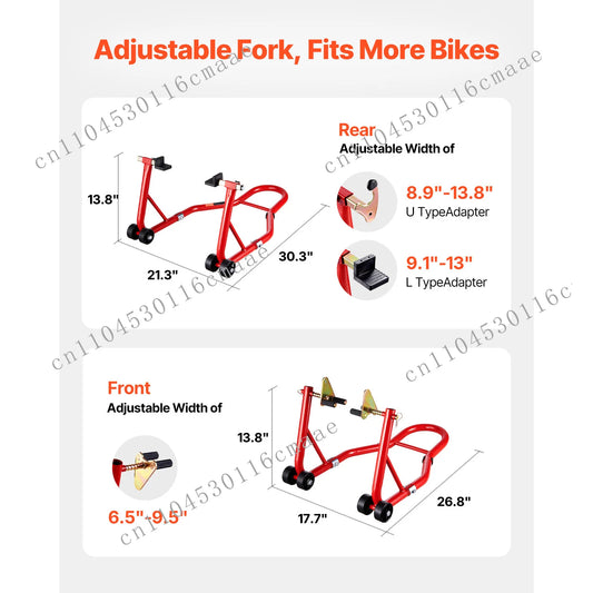 Cavalletto per motocicletta da 850 libbre, sollevatore combinato anteriore e posteriore, cavalletto per doppia forcella anteriore, forcella posteriore U+L, bobina per forcellone oscillante