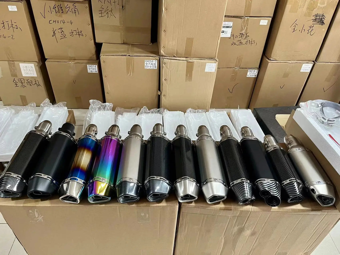 CHmotor Carbon Fiber Motorcycle Exhaust Muffler Pipe 250cc 350cc 600cc Escape Moto Tube For Nmax Tmax530 Msx125 GSR600