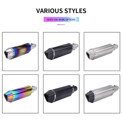 CHmotor Carbon Fiber Motorcycle Exhaust Muffler Pipe 250cc 350cc 600cc Escape Moto Tube For Nmax Tmax530 Msx125 GSR600