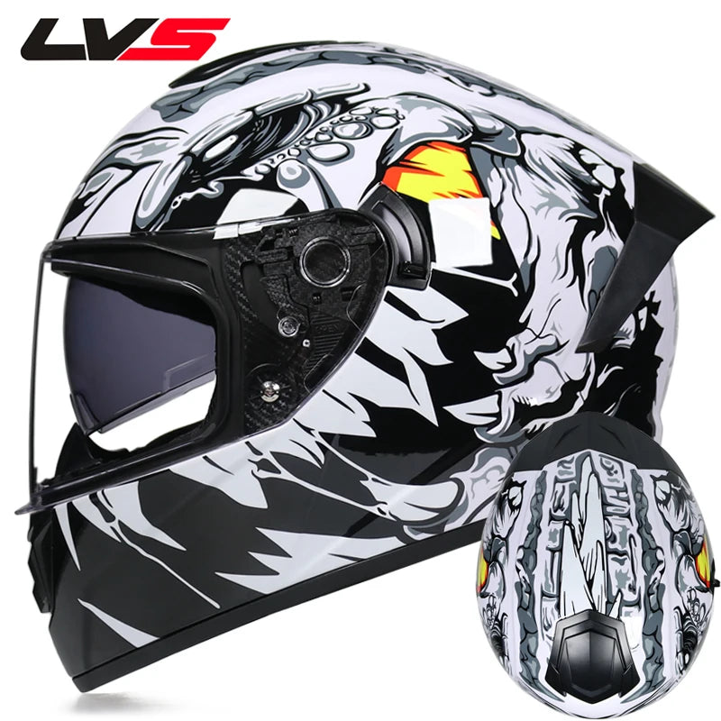 Caschi integrali da corsa invernali caldi con doppia visiera, casco da moto sportivo