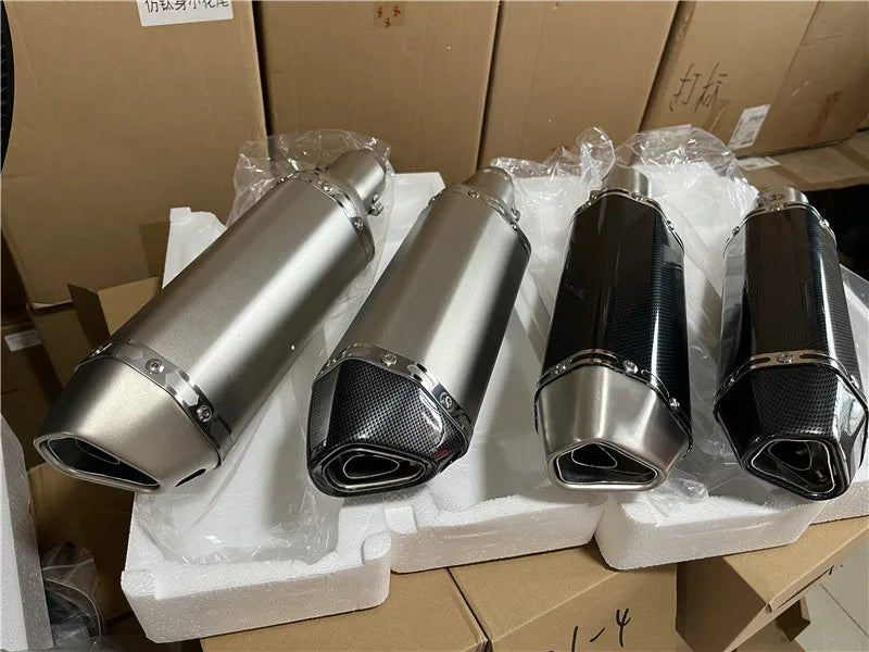 CHmotor Carbon Fiber Motorcycle Exhaust Muffler Pipe 250cc 350cc 600cc Escape Moto Tube For Nmax Tmax530 Msx125 GSR600
