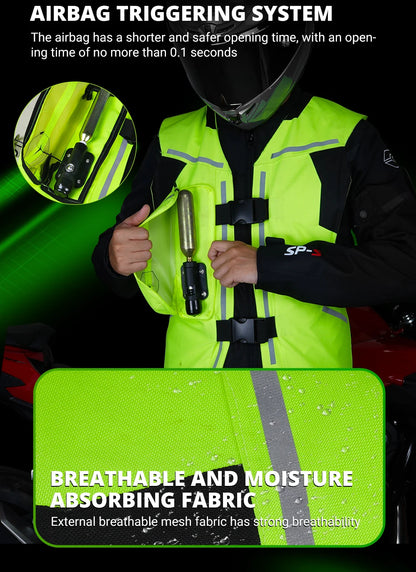 Gilet con airbag per moto, giacca protettiva per il corpo da moto, riflettente, airbag da motocross, gilet protettivo anticaduta