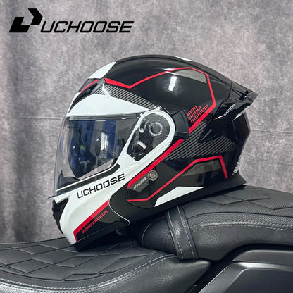 DOT Uchoose Approved Helmets Crash Motorbike Protective Gear Men Women Flip Up Helmet Motorcycle Visor Double Sun