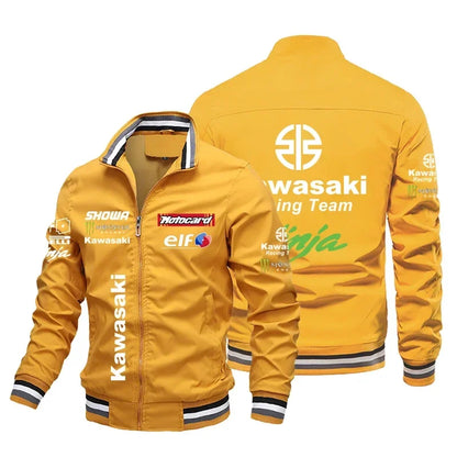 Giacca da motociclista con cappuccio da ciclismo da uomo Kawasaki del 2025, giacca da motociclista, giacca da corsa da uomo, casual e ampia, taglie forti