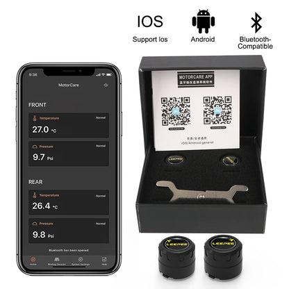 Motorcycle TPMS 2 Sensors Bluetooth 4.0 5.0 Tire Pressure Monitoring System Pit Bike Tyre Tester Diagnostic Set Moto Accessories