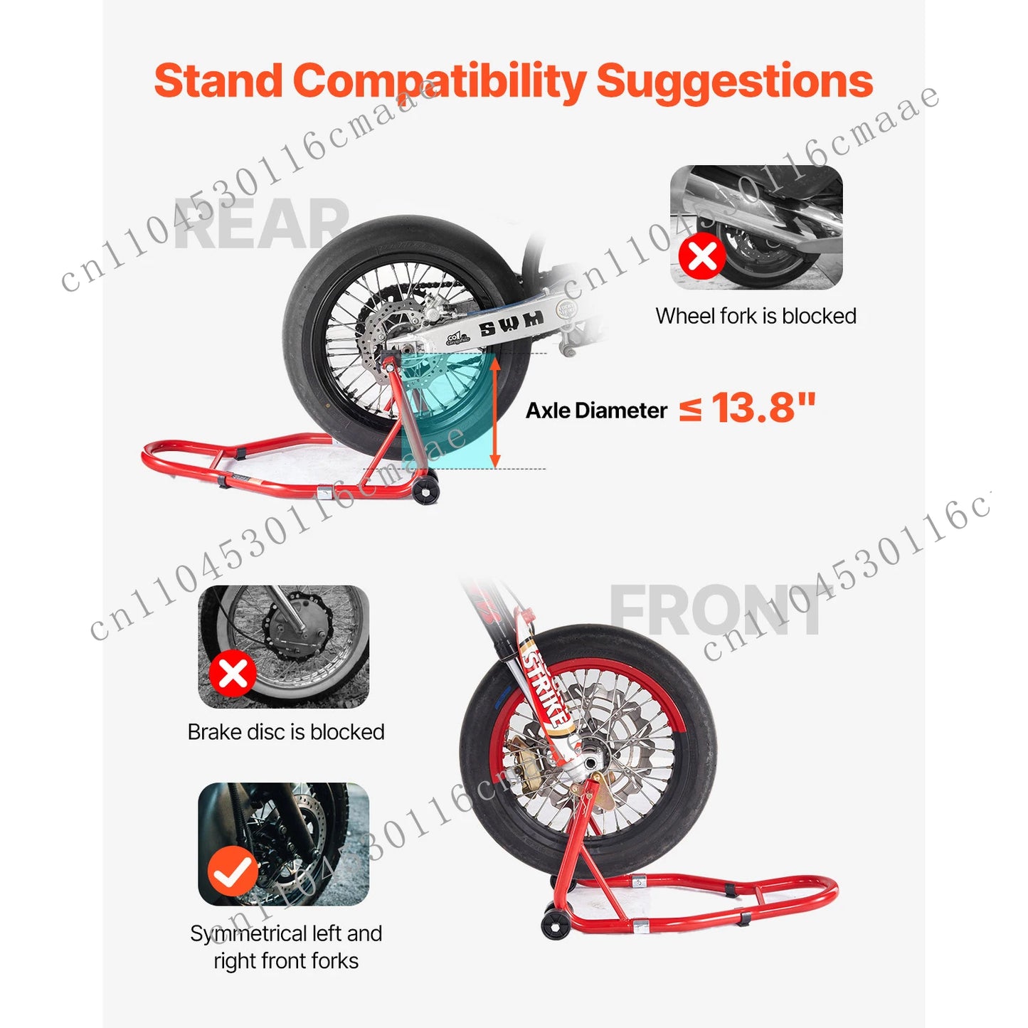 Cavalletto per motocicletta da 850 libbre, sollevatore combinato anteriore e posteriore, cavalletto per doppia forcella anteriore, forcella posteriore U+L, bobina per forcellone oscillante