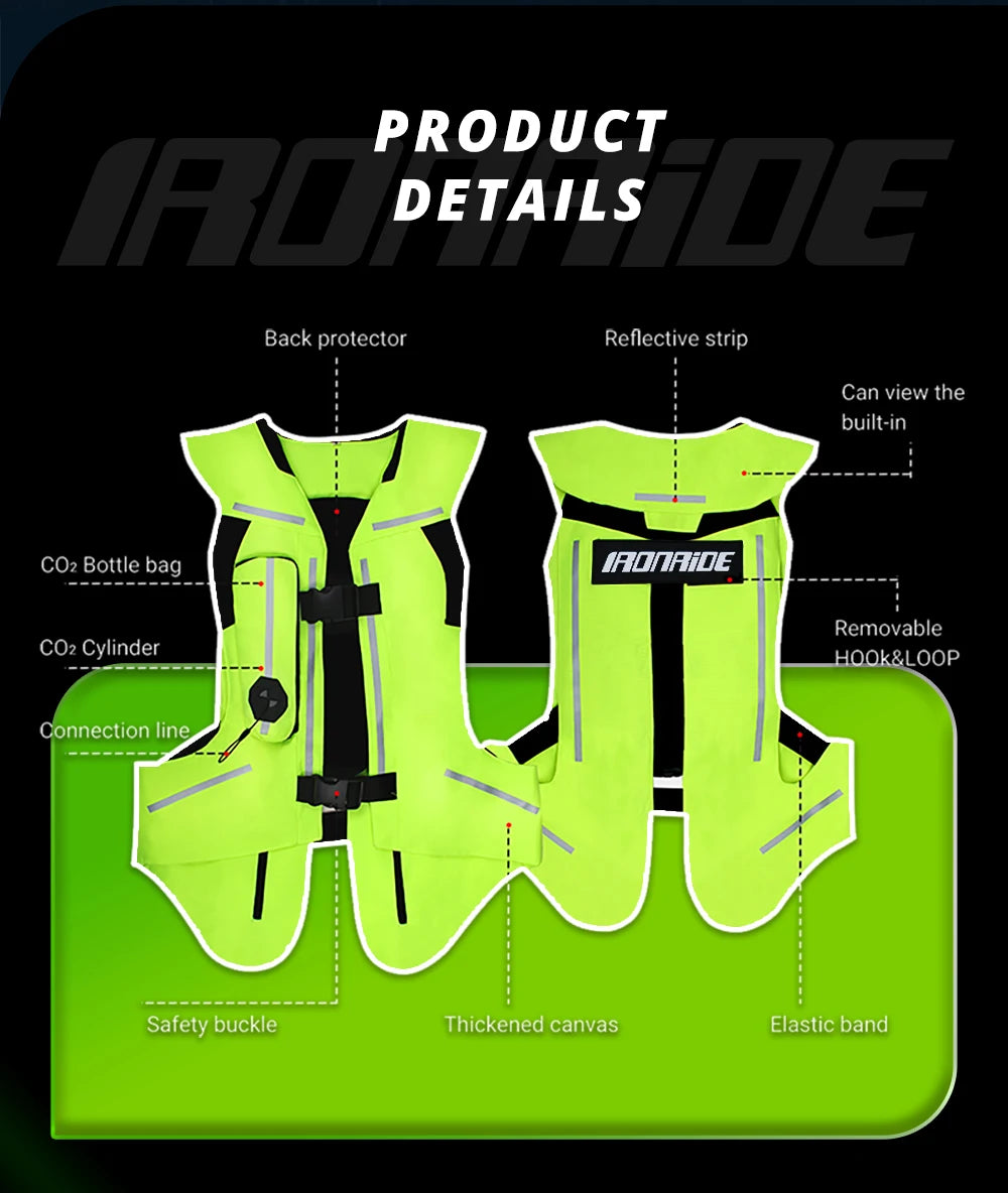 Gilet con airbag per moto, giacca protettiva per il corpo da moto, riflettente, airbag da motocross, gilet protettivo anticaduta
