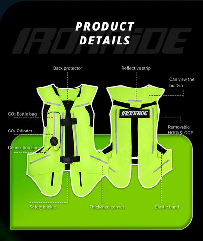 Gilet con airbag per moto, giacca protettiva per il corpo da moto, riflettente, airbag da motocross, gilet protettivo anticaduta