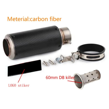 51/60mm Universal motorcycle sc exhaust inox muffler carbon fiber exhaust with DB Killer for z900 R3 R25 MT07 MT09 R1 Z400 Z650