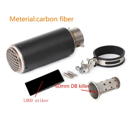51/60mm Universal motorcycle sc exhaust inox muffler carbon fiber exhaust with DB Killer for z900 R3 R25 MT07 MT09 R1 Z400 Z650