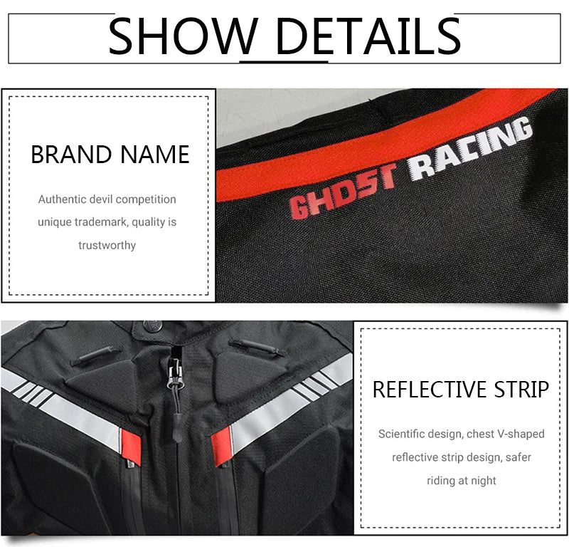 GHOST RACING Motorcycle Racing Jacket Man Waterproof Dirt Bike Pants Set With Protection Racing Suit Motocross Jacket Motor Suit