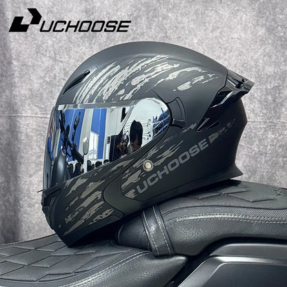 DOT Uchoose Approved Helmets Crash Motorbike Protective Gear Men Women Flip Up Helmet Motorcycle Visor Double Sun