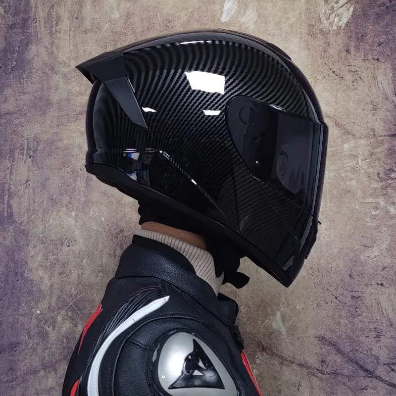 Caschi integrali da corsa invernali caldi con doppia visiera, casco da moto sportivo