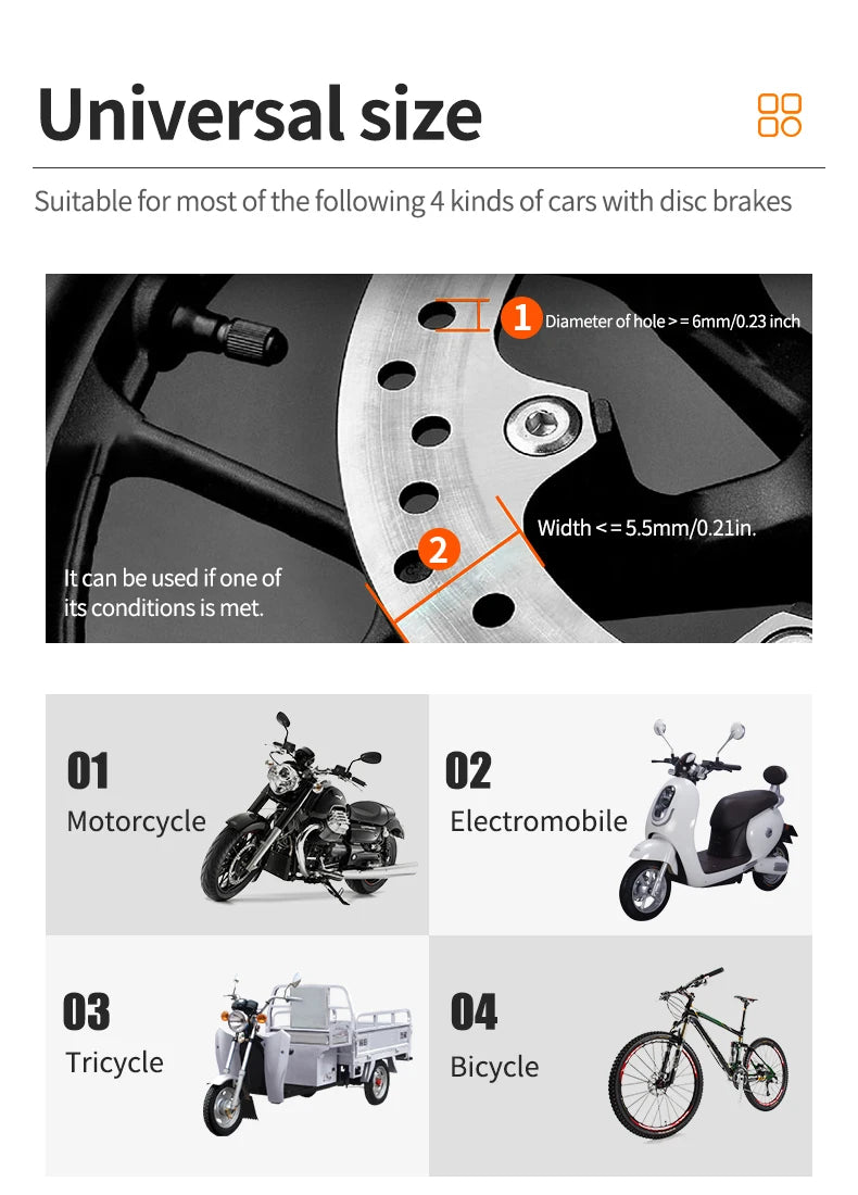 Motorcycle Bicycle Lock Alarm Safety Protection Padlock Disc Aluminum Alloy Anti-Theft Reminder Rope Lock Bag Motorcycle Accesso