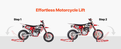 Cavalletto per motocicletta da 850 libbre, sollevatore combinato anteriore e posteriore, cavalletto per doppia forcella anteriore, forcella posteriore U+L, bobina per forcellone oscillante