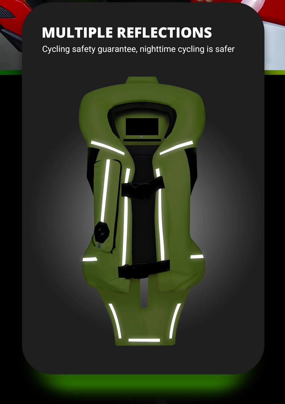 Gilet con airbag per moto, giacca protettiva per il corpo da moto, riflettente, airbag da motocross, gilet protettivo anticaduta