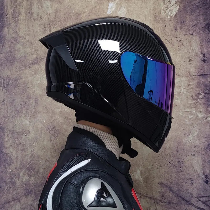 Caschi integrali da corsa invernali caldi con doppia visiera, casco da moto sportivo