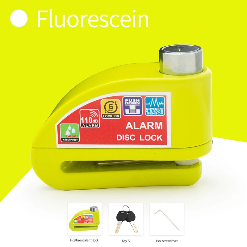 Motorcycle Bicycle Lock Alarm Safety Protection Padlock Disc Aluminum Alloy Anti-Theft Reminder Rope Lock Bag Motorcycle Accesso