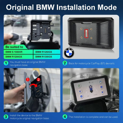 For BMW 7 Inch Portable Gps Navigation Motorcycle Navigator Wireless CarPlay Android Auto With Bluetooth Ipx7 Waterproof HD IPS