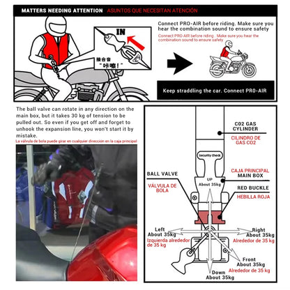 Gilet con airbag per moto, giacca protettiva per il corpo da moto, riflettente, airbag da motocross, gilet protettivo anticaduta
