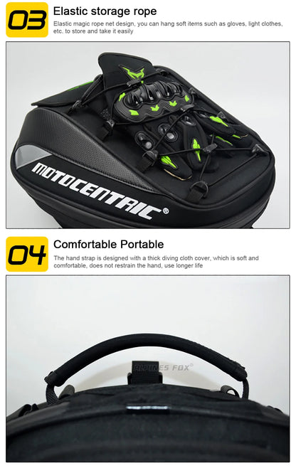 MOTOCENTRIC Waterproof Motorcycle Tail Bag Multi-functional  Durable Rear Seat Bag 37L High Capacity Rider Helmet Backpack