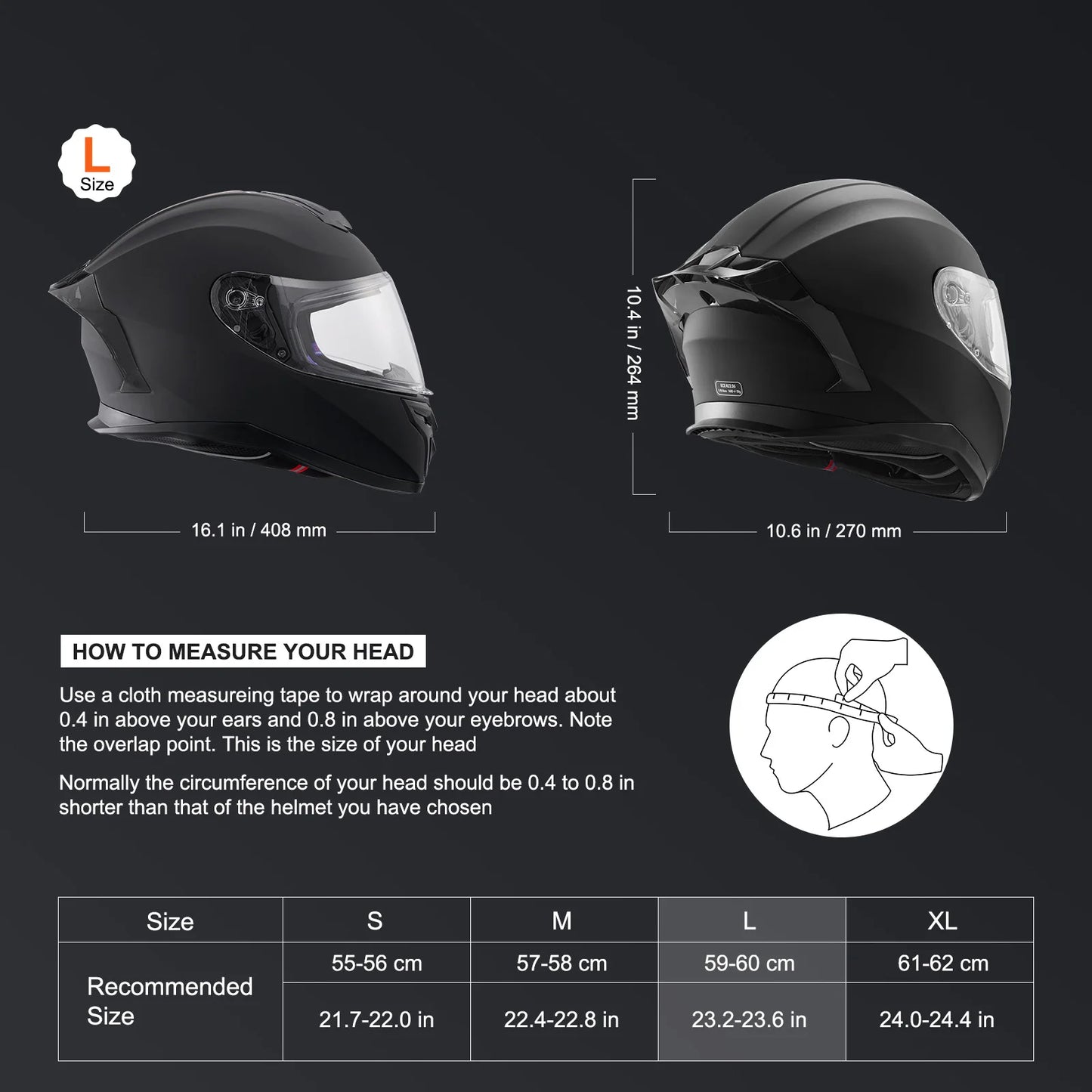 SucceBuy Motorcycle Helmet Full Face Smart Street ABS&High Density Helmet with Bluetooth Slot&Interchangeable Lens Fit for Adult