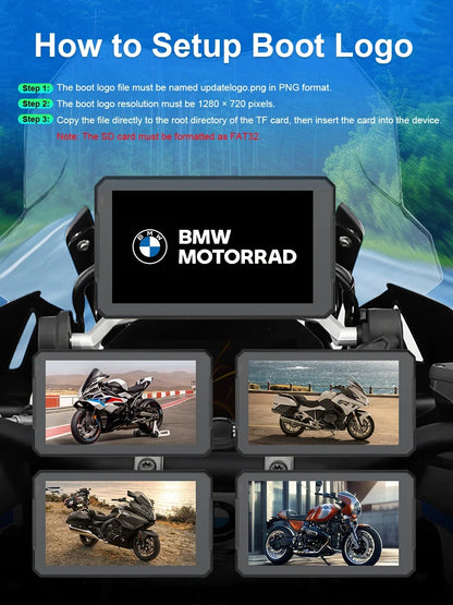 For BMW 7 Inch Portable Gps Navigation Motorcycle Navigator Wireless CarPlay Android Auto With Bluetooth Ipx7 Waterproof HD IPS